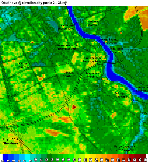 Zoom OUT 2x Obukhovo, Russia elevation map