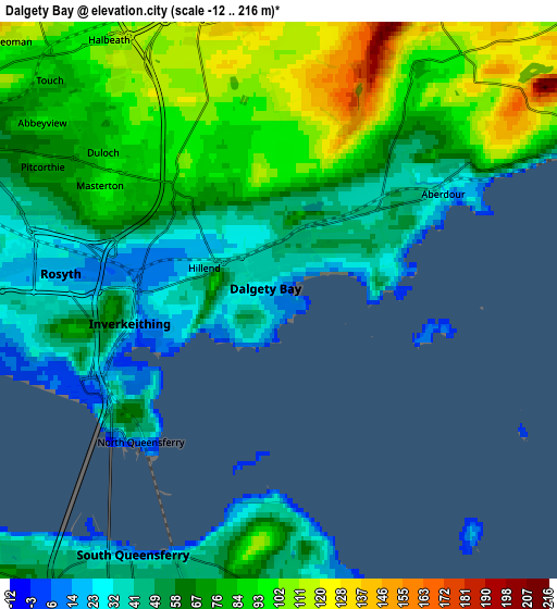 Zoom OUT 2x Dalgety Bay, United Kingdom elevation map