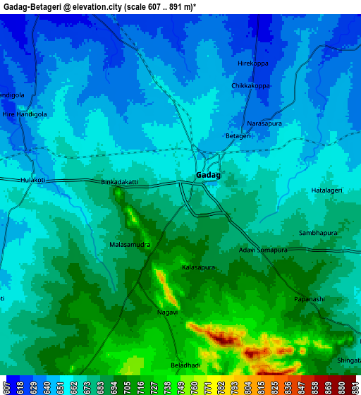Zoom OUT 2x Gadag-Betageri, India elevation map