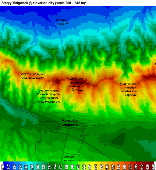 Zoom OUT 2x Staryy Malgobek, Russia elevation map