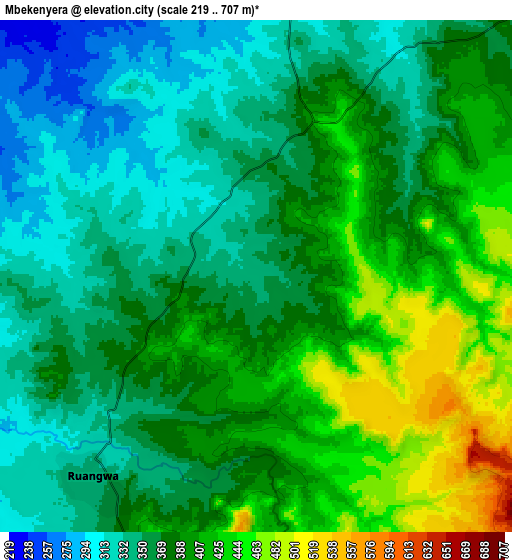 Zoom OUT 2x Mbekenyera, Tanzania elevation map