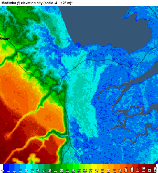 Zoom OUT 2x Madimba, Tanzania elevation map