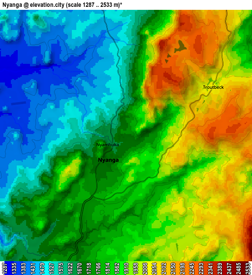 Zoom OUT 2x Nyanga, Zimbabwe elevation map