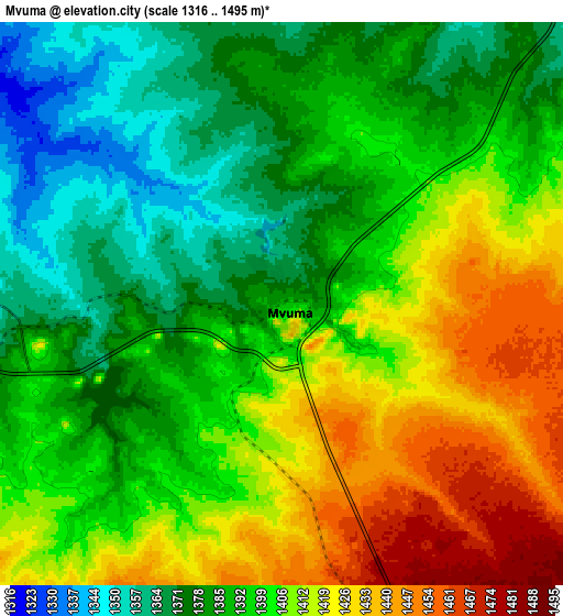 Zoom OUT 2x Mvuma, Zimbabwe elevation map