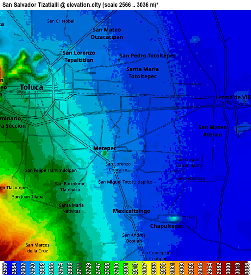 Zoom OUT 2x San Salvador Tizatlalli, Mexico elevation map