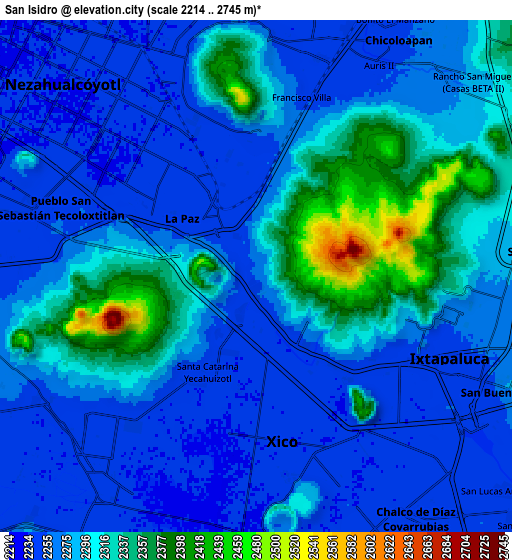 Zoom OUT 2x San Isidro, Mexico elevation map