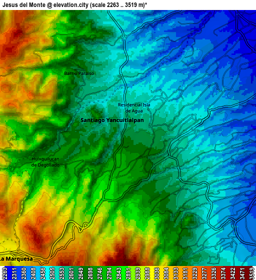Zoom OUT 2x Jesús del Monte, Mexico elevation map