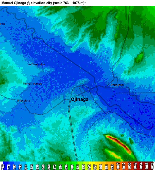 Zoom OUT 2x Manuel Ojinaga, Mexico elevation map