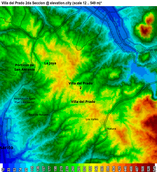 Zoom OUT 2x Villa del Prado 2da Sección, Mexico elevation map