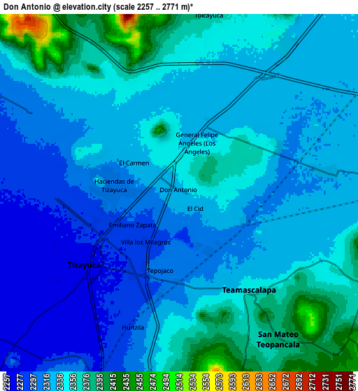 Zoom OUT 2x Don Antonio, Mexico elevation map