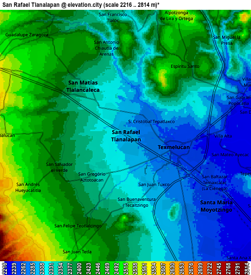 Zoom OUT 2x San Rafael Tlanalapan, Mexico elevation map