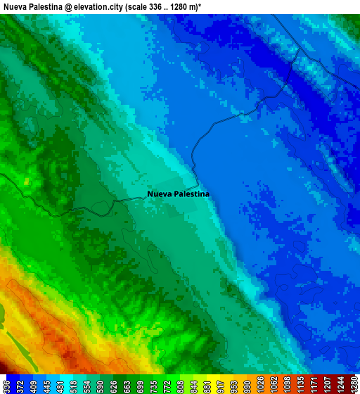 Zoom OUT 2x Nueva Palestina, Mexico elevation map