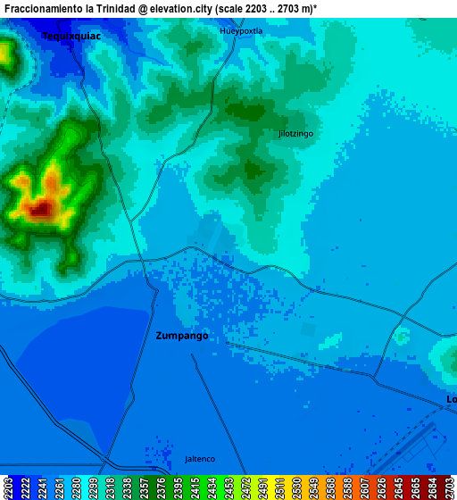 Zoom OUT 2x Fraccionamiento la Trinidad, Mexico elevation map
