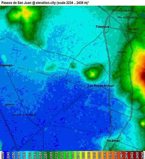 Zoom OUT 2x Paseos de San Juan, Mexico elevation map