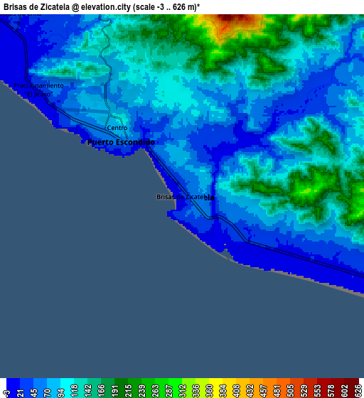 Zoom OUT 2x Brisas de Zicatela, Mexico elevation map