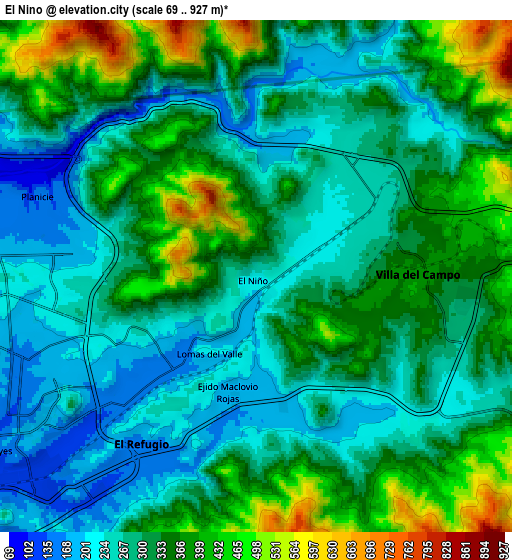 Zoom OUT 2x El Niño, Mexico elevation map