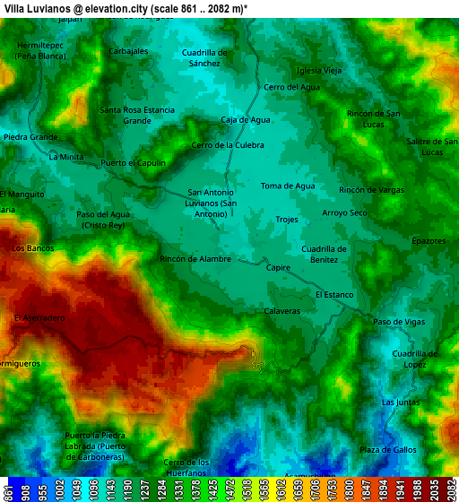 Zoom OUT 2x Villa Luvianos, Mexico elevation map