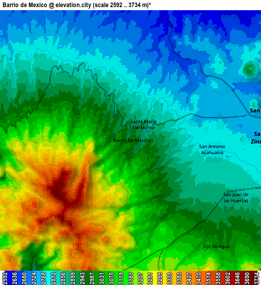 Zoom OUT 2x Barrio de México, Mexico elevation map