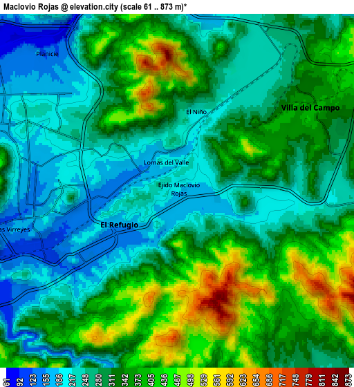 Zoom OUT 2x Maclovio Rojas, Mexico elevation map