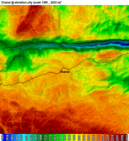 Zoom OUT 2x Chanal, Mexico elevation map