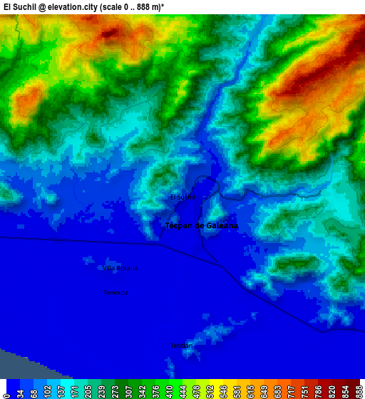 Zoom OUT 2x El Súchil, Mexico elevation map