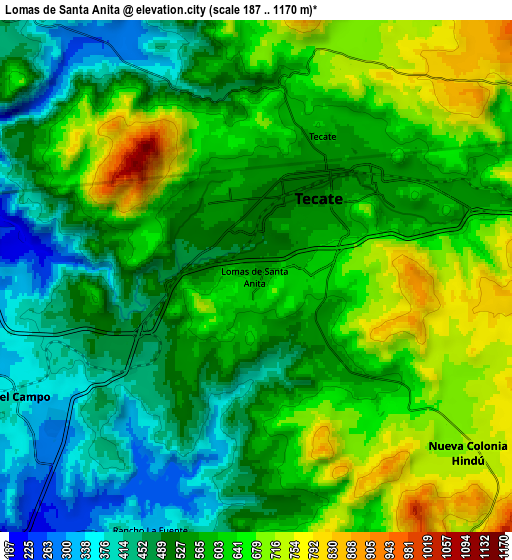 Zoom OUT 2x Lomas de Santa Anita, Mexico elevation map