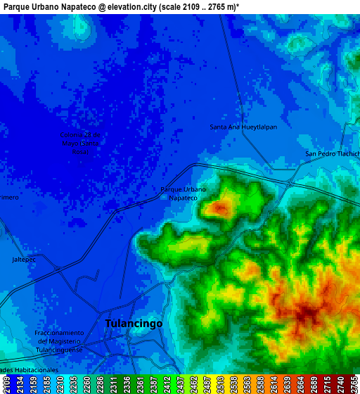 Zoom OUT 2x Parque Urbano Napateco, Mexico elevation map