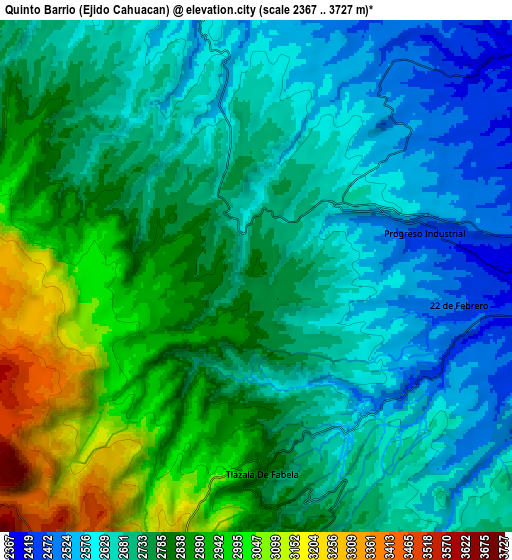 Zoom OUT 2x Quinto Barrio (Ejido Cahuacán), Mexico elevation map