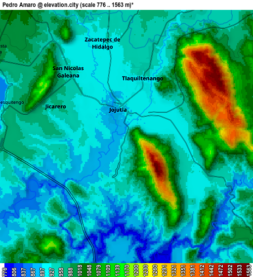 Zoom OUT 2x Pedro Amaro, Mexico elevation map