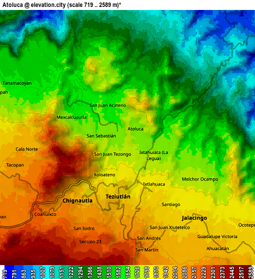 Zoom OUT 2x Atoluca, Mexico elevation map