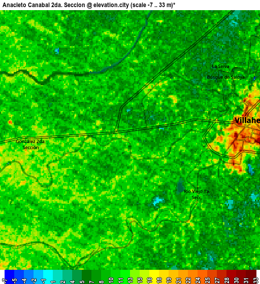 Zoom OUT 2x Anacleto Canabal 2da. Sección, Mexico elevation map