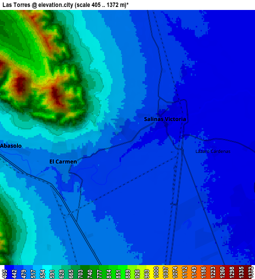 Zoom OUT 2x Las Torres, Mexico elevation map