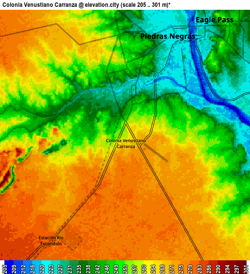 Zoom OUT 2x Colonia Venustiano Carranza, Mexico elevation map