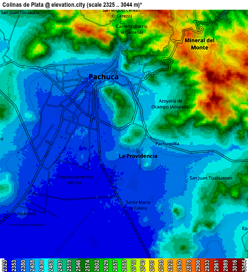 Zoom OUT 2x Colinas de Plata, Mexico elevation map