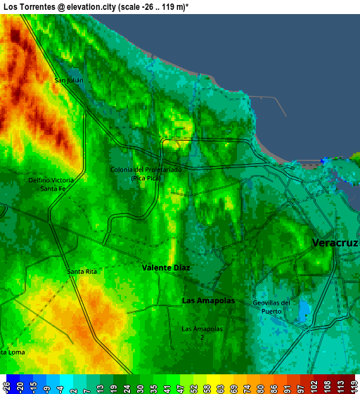 Zoom OUT 2x Los Torrentes, Mexico elevation map