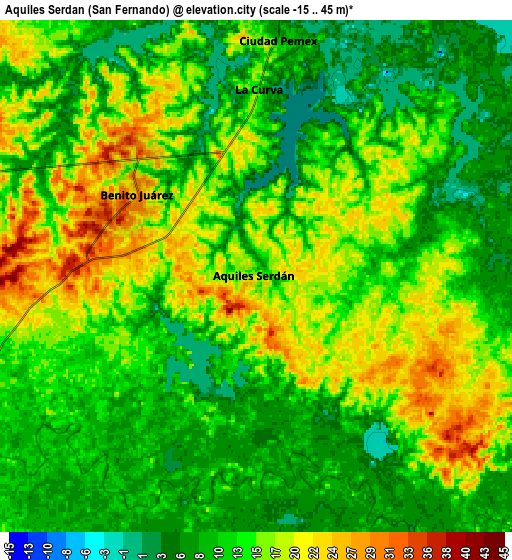 Zoom OUT 2x Aquiles Serdán (San Fernando), Mexico elevation map