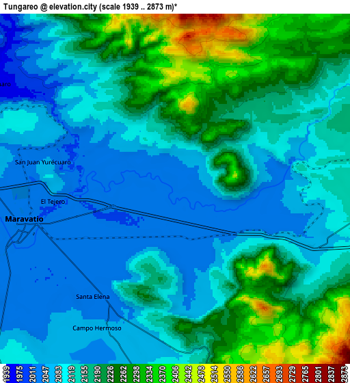Zoom OUT 2x Tungareo, Mexico elevation map