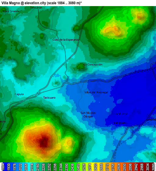 Zoom OUT 2x Villa Magna, Mexico elevation map