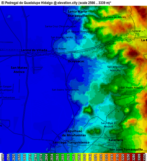 Zoom OUT 2x El Pedregal de Guadalupe Hidalgo, Mexico elevation map