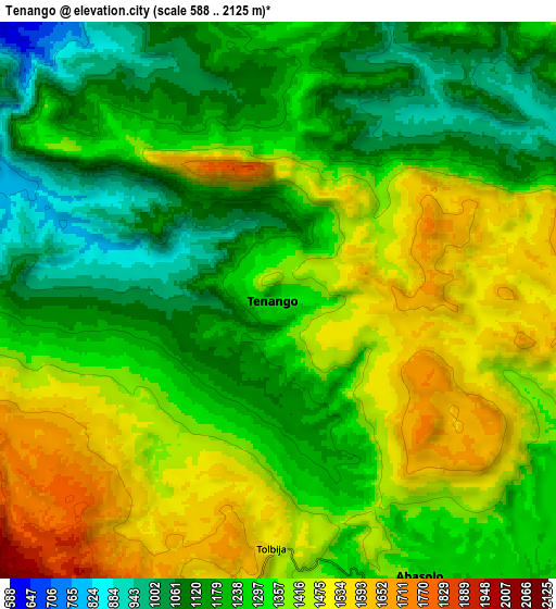 Zoom OUT 2x Tenango, Mexico elevation map