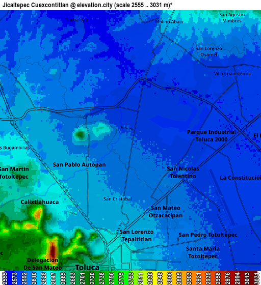 Zoom OUT 2x Jicaltepec Cuexcontitlán, Mexico elevation map