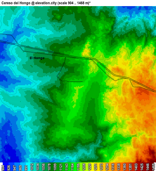 Zoom OUT 2x Cereso del Hongo, Mexico elevation map