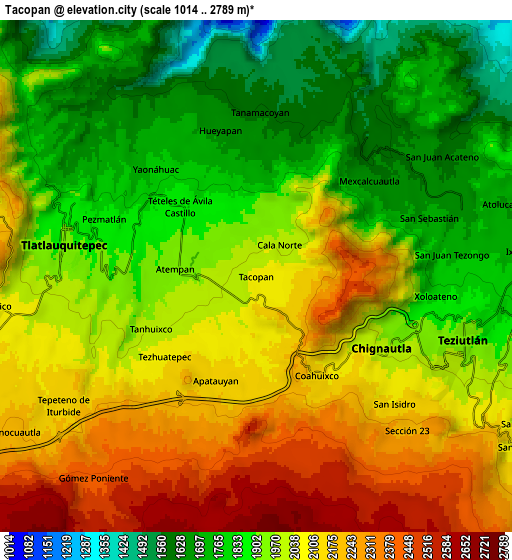 Zoom OUT 2x Tacopan, Mexico elevation map