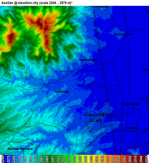 Zoom OUT 2x Axotlán, Mexico elevation map
