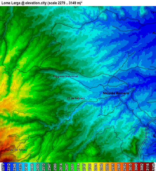 Zoom OUT 2x Loma Larga, Mexico elevation map