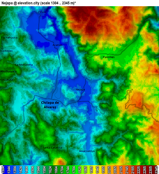 Zoom OUT 2x Nejapa, Mexico elevation map