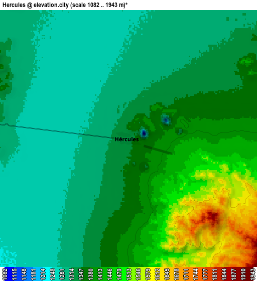 Zoom OUT 2x Hércules, Mexico elevation map