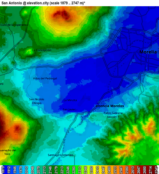 Zoom OUT 2x San Antonio, Mexico elevation map
