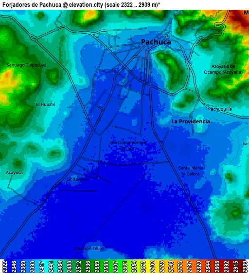 Zoom OUT 2x Forjadores de Pachuca, Mexico elevation map