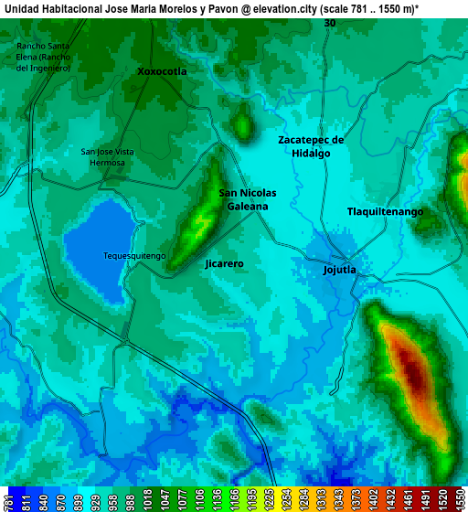 Zoom OUT 2x Unidad Habitacional José María Morelos y Pavón, Mexico elevation map